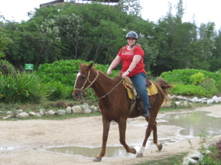 Nancy Brown on a horseback riding vacation in Cancun, Mexico