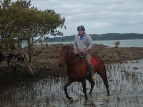 An experienced equestrian on a horseback riding vacation to Wairoa Bay, New Zealand