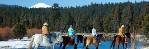 Small group rides make ideal horseback riding vacation experience such as this on at Sunriver Stables