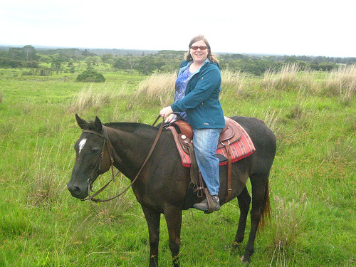 Travel Writer Nancy D. Brown on a Hawaiian horseback riding vacation at Paani Ranch