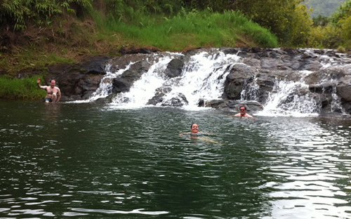 Swim at Silver Falls during a horseback riding vacation in Kilauea, Hawaii