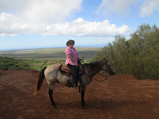 Nancy D. Brown, horseback riding in Lanai