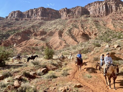 horseback riding in Moab, Utah through Castle Creek Canyon